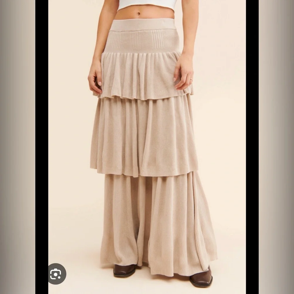 Free People Ruffle Knit Maxi, Size Small - Picture 2 of 6
